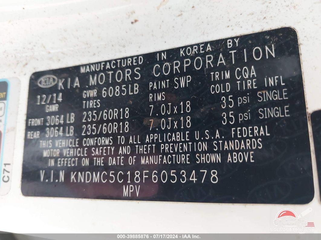 KNDMC5C18F6053478 2015 KIA SEDONA photo no. 9