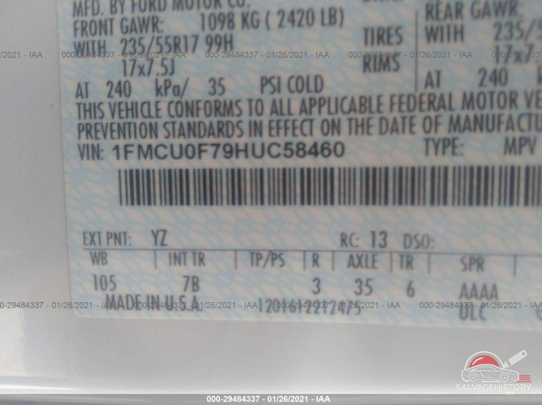1FMCU0F79HUC58460 2017 FORD ESCAPE photo no. 9