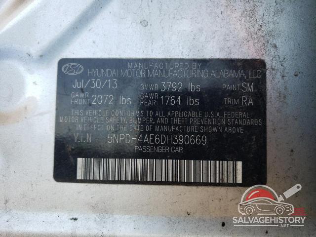 5NPDH4AE6DH390669 2013 HYUNDAI ELANTRA photo no. 12