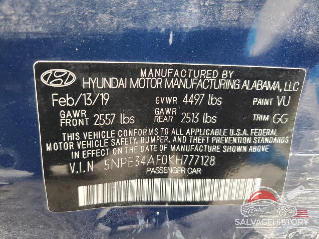 5NPE34AF0KH777128 2019 HYUNDAI SONATA photo no. 12