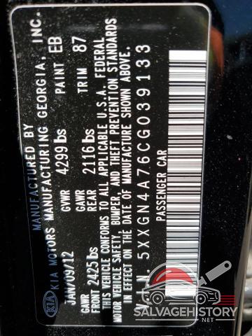 5XXGN4A76CG039133 2012 KIA OPTIMA photo no. 12