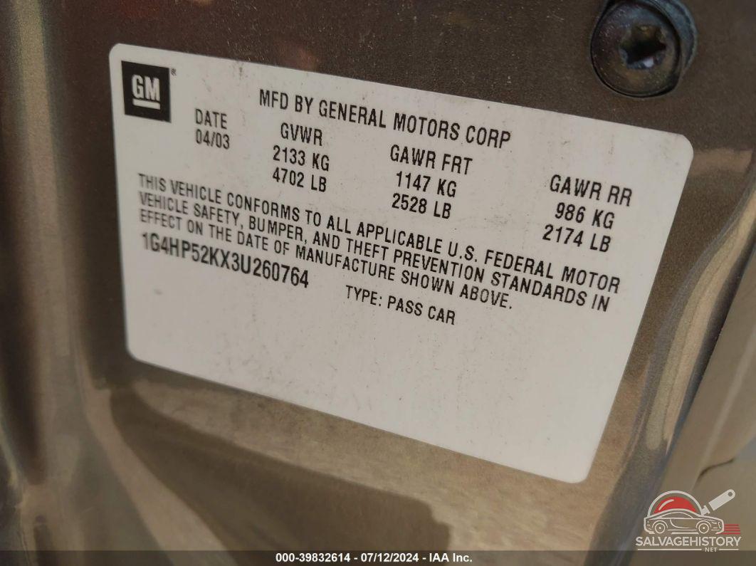 1G4HP52KX3U260764 2003 BUICK LESABRE photo no. 9