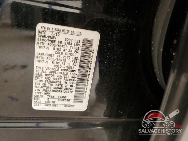 JN8AZ1MW0AW121872 2010 NISSAN MURANO photo no. 13