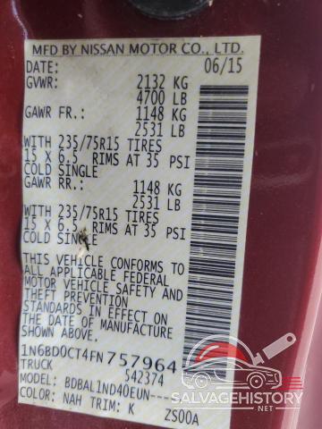 1N6BD0CT4FN757964 2015 NISSAN FRONTIER photo no. 12