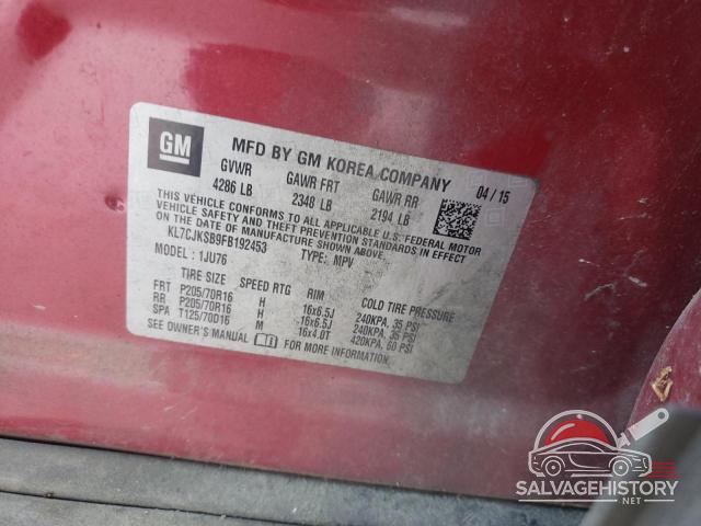 KL7CJKSB9FB192453 2015 CHEVROLET TRAX photo no. 12