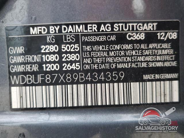 WDBUF87X89B434359 2009 MERCEDES-BENZ E-CLASS photo no. 9