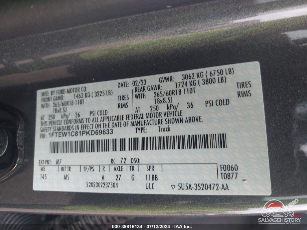 1FTEW1C81PKD69833 2023 FORD F-150 photo no. 9