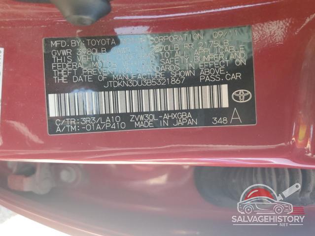 JTDKN3DU3B5321867 2011 TOYOTA PRIUS photo no. 12