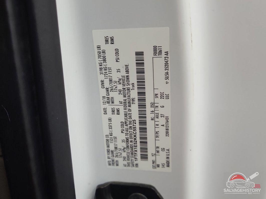 1FTFX1E52KKC55725 2019 FORD F-150 photo no. 10