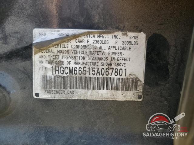 1HGCM66515A067801 2005 HONDA ACCORD photo no. 12