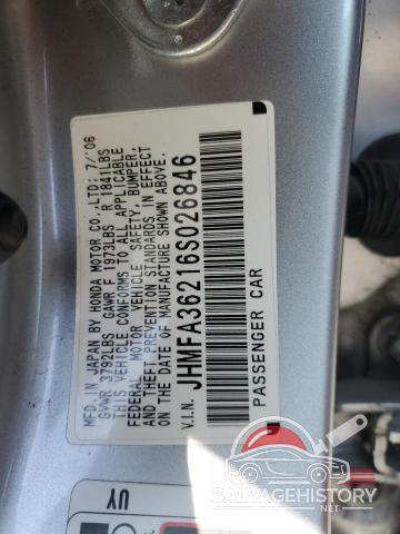 JHMFA36216S026846 2006 HONDA CIVIC photo no. 12