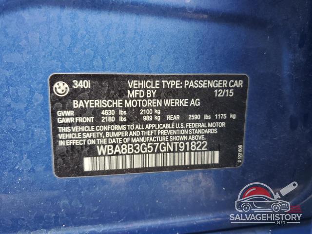 WBA8B3G57GNT91822 2016 BMW 3 SERIES photo no. 12