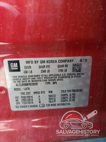 KL7CJRSB8FB239285 2015 CHEVROLET TRAX photo no. 13