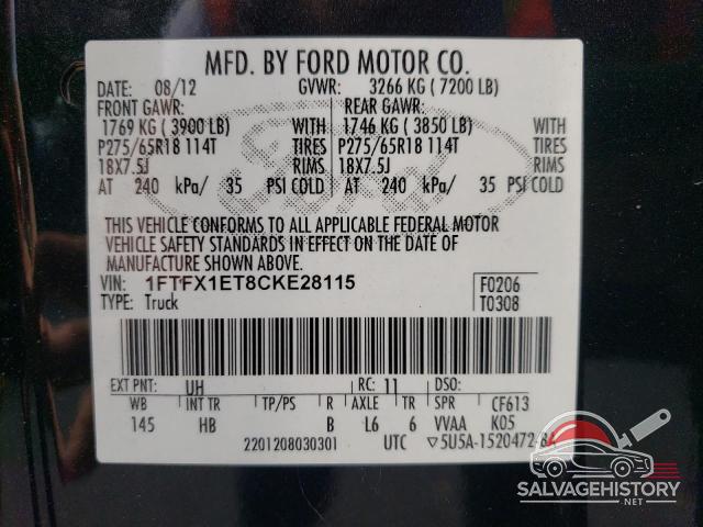 1FTFX1ET8CKE28115 2012 FORD F-150 photo no. 12
