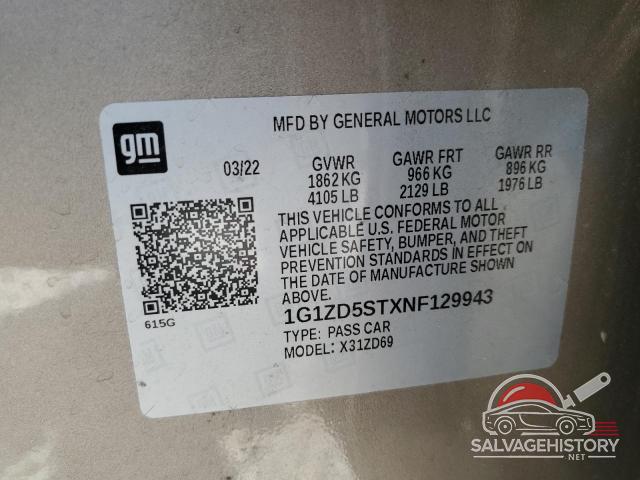 1G1ZD5STXNF129943 2022 CHEVROLET ALL OTHER photo no. 12