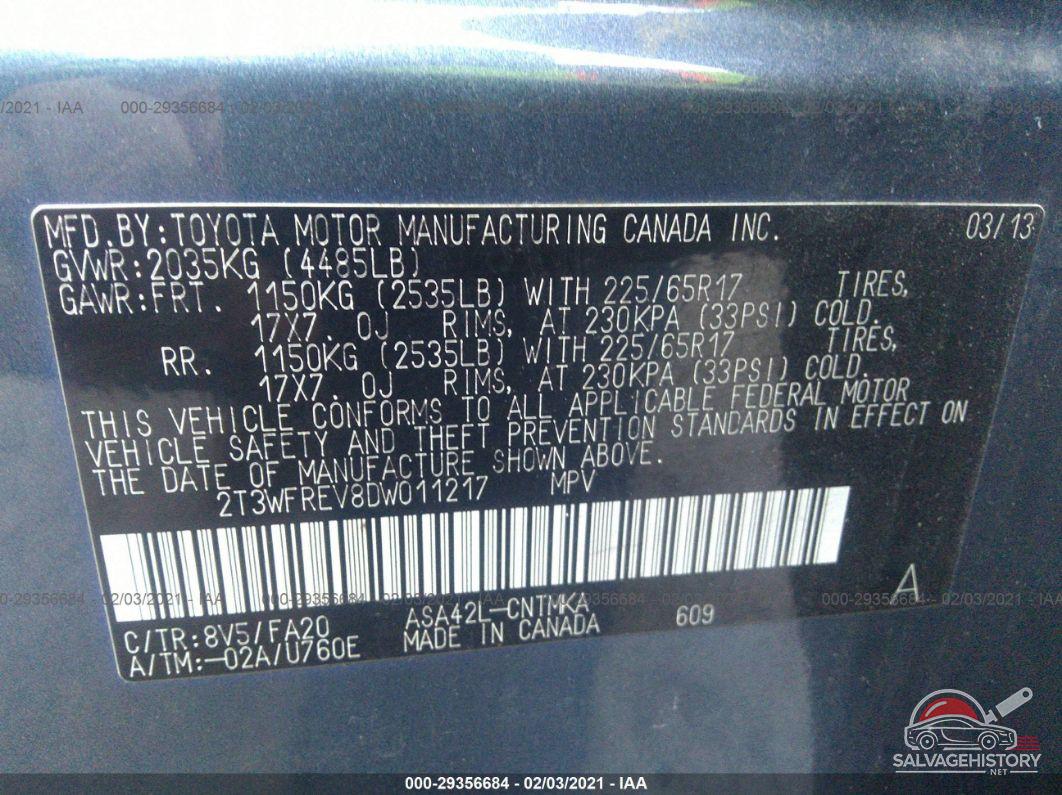 2T3WFREV8DW011217 2013 TOYOTA RAV4 photo no. 9