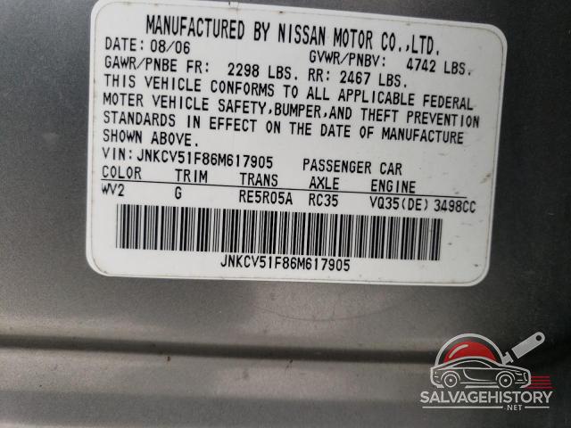 JNKCV51F86M617905 2006 INFINITI G35 photo no. 13