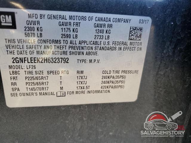 2GNFLEEK2H6323792 2017 CHEVROLET EQUINOX photo no. 12