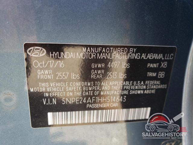 5NPE24AF1HH514643 2017 HYUNDAI SONATA photo no. 12