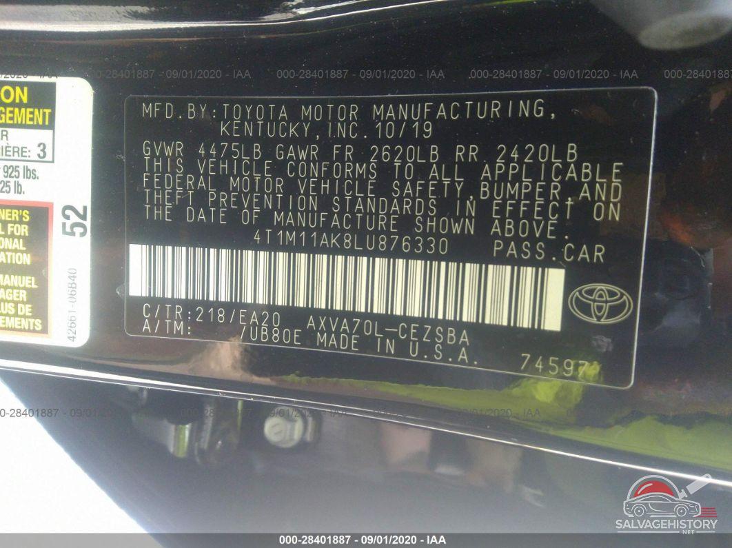 4T1M11AK8LU876330 2020 TOYOTA CAMRY photo no. 9