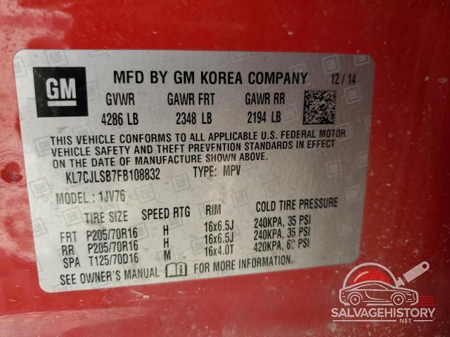 KL7CJLSB7FB108832 2015 CHEVROLET TRAX photo no. 13