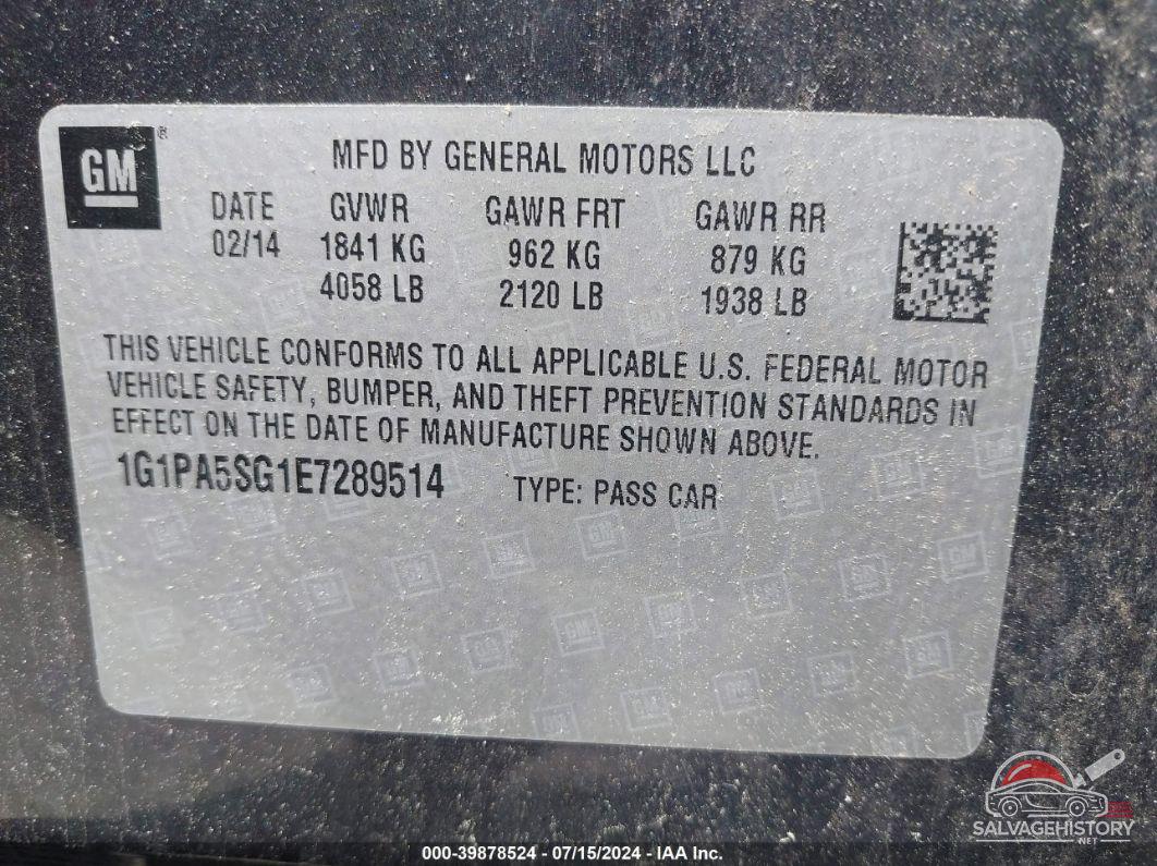 1G1PA5SG1E7289514 2014 CHEVROLET CRUZE photo no. 9