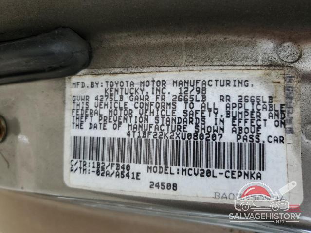 4T1BF22K2XU080207 1999 TOYOTA CAMRY photo no. 12