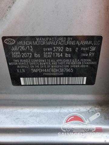 5NPDH4AE6DH387965 2013 HYUNDAI ELANTRA photo no. 12