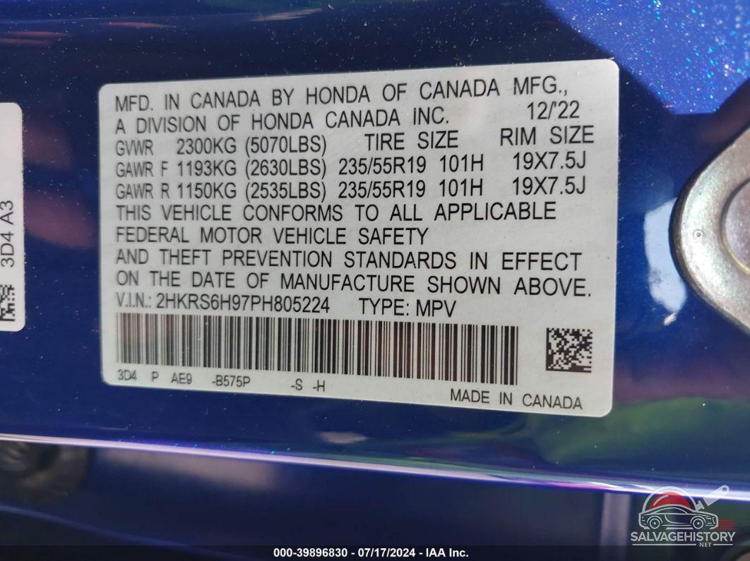 2HKRS6H97PH805224 2023 HONDA CR-V photo no. 9