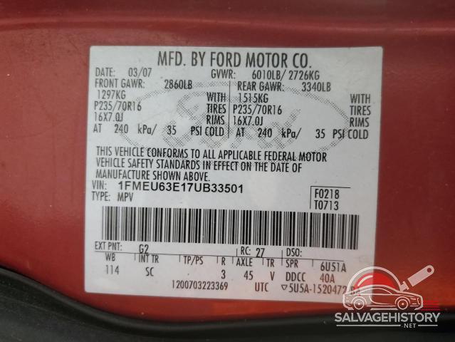 1FMEU63E17UB33501 2007 FORD EXPLORER photo no. 13