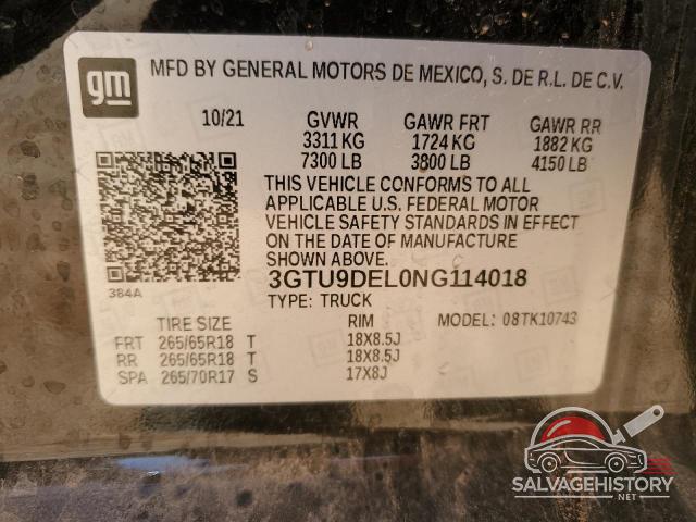 3GTU9DEL0NG114018 2022 GMC SIERRA photo no. 12