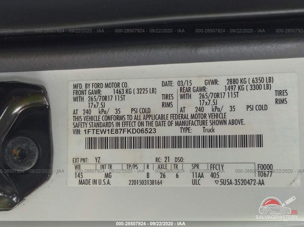 1FTEW1E87FKD06523 2015 FORD F-150 photo no. 9