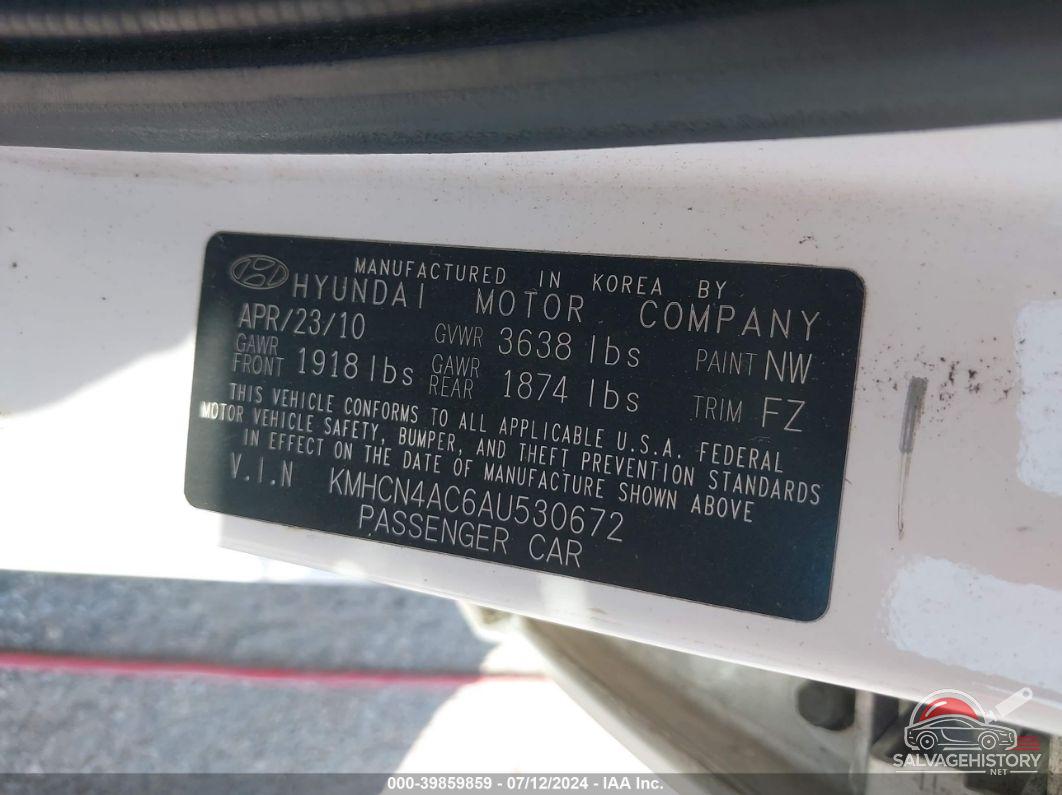 KMHCN4AC6AU530672 2010 HYUNDAI ACCENT photo no. 9