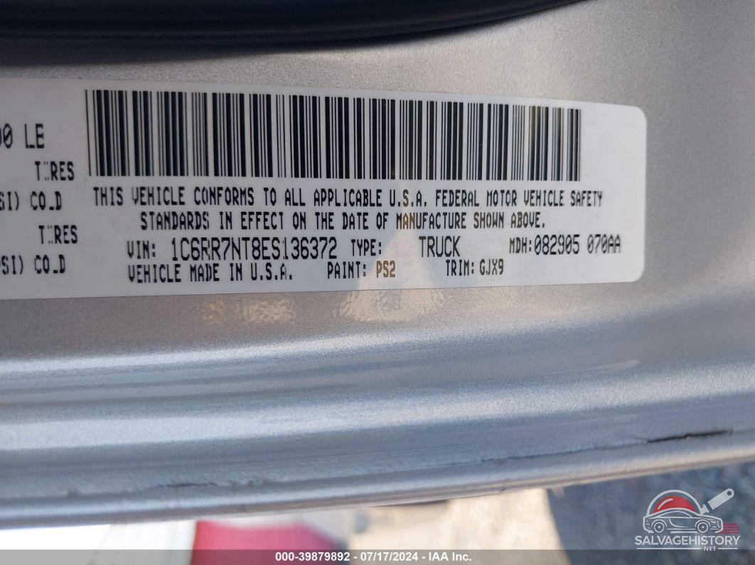 1C6RR7NT8ES136372 2014 RAM 1500 photo no. 9
