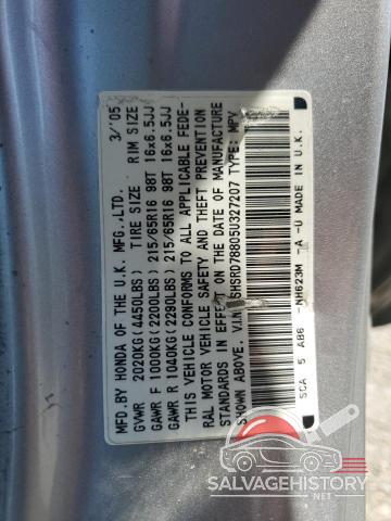 SHSRD78805U327207 2005 HONDA CRV photo no. 12