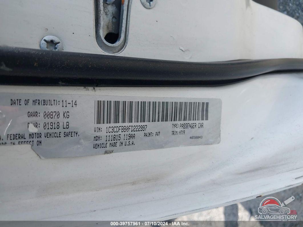 1C3CDFBB0FD222997 2015 DODGE DART photo no. 9