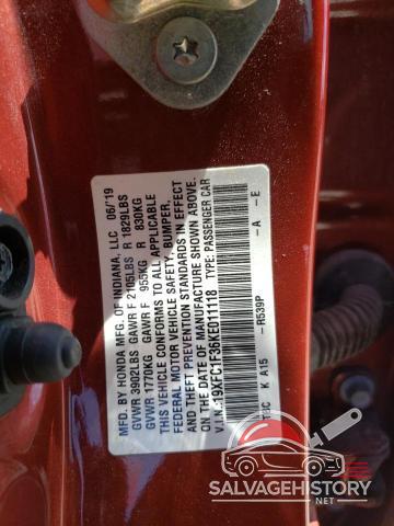 19XFC1F36KE011118 2019 HONDA CIVIC photo no. 12