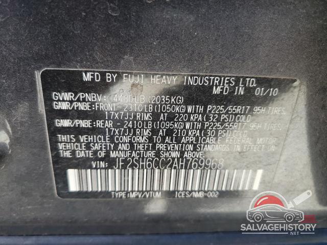 JF2SH6CC2AH769968 2010 SUBARU FORESTER photo no. 12