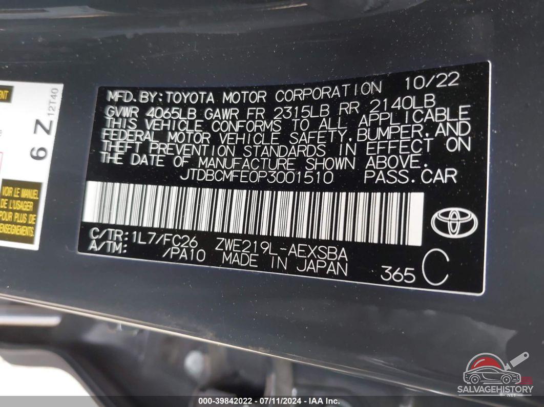 JTDBCMFE0P3001510 2023 TOYOTA COROLLA photo no. 9