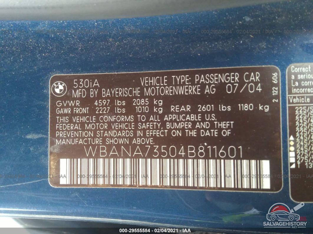 WBANA73504B811601 2004 BMW 5 SERIES/5-SERIES photo no. 9
