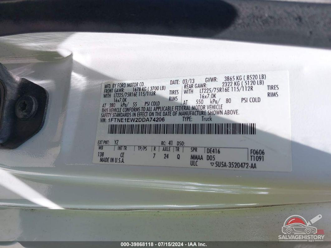 1FTNE1EW2DDA74206 2013 FORD E-150 photo no. 9
