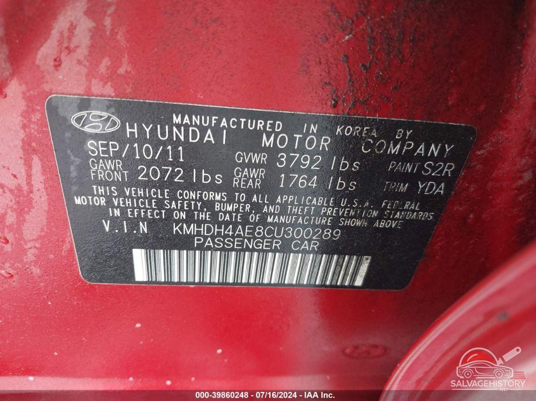 KMHDH4AE8CU300289 2012 HYUNDAI ELANTRA photo no. 9