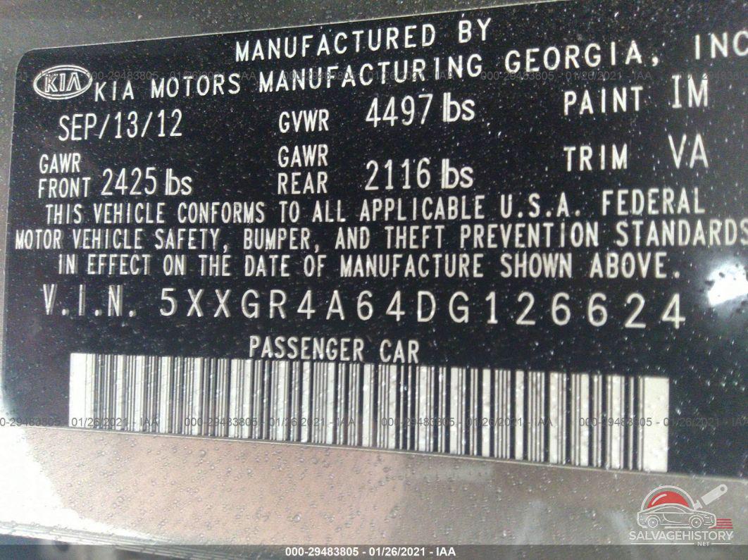 5XXGR4A64DG126624 2013 KIA OPTIMA photo no. 9