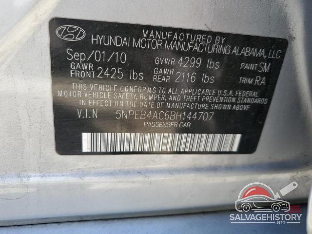 5NPEB4AC6BH144707 2011 HYUNDAI SONATA photo no. 12
