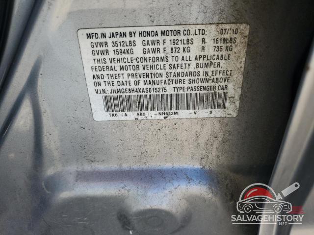 JHMGE8H4XAS015275 2010 HONDA FIT photo no. 12