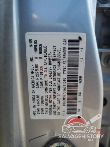 1HGCM56706A011510 2006 HONDA ACCORD photo no. 12