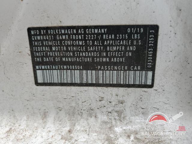 WVWKR7AU7KW908504 2019 VOLKSWAGEN GOLF photo no. 12