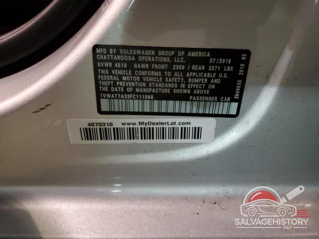 1VWAT7A33FC111868 2015 VOLKSWAGEN PASSAT photo no. 12