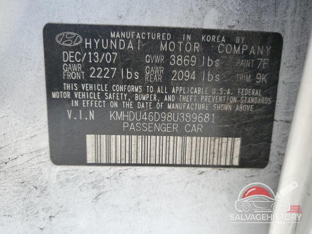 KMHDU46D98U389681 2008 HYUNDAI ELANTRA photo no. 12