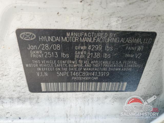 5NPET46C89H413919 2009 HYUNDAI SONATA photo no. 13